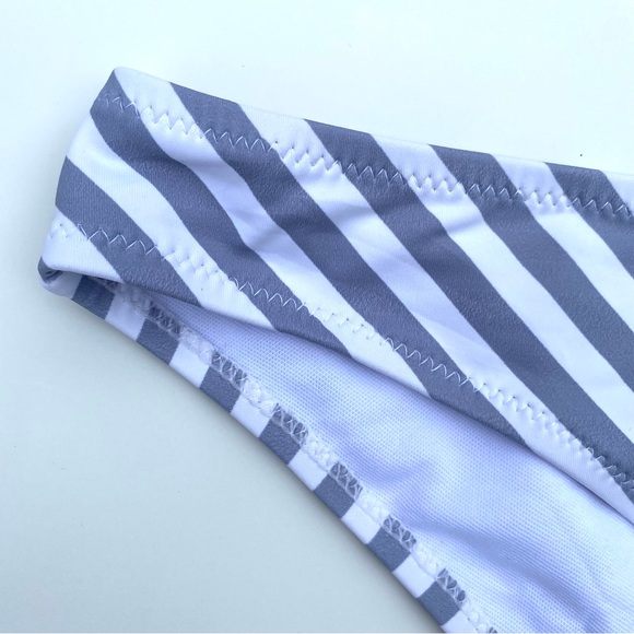 C Apparel Grey White Stripe Bikini Bottoms NWT - Picture 2 of 5